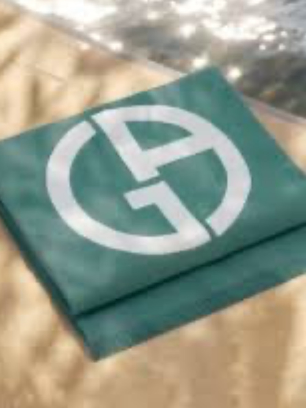 Giorgio Armani Teal Beach Towel with White Logo